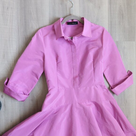 CAROLINA HERRERA shirtdress lilac purple midi 4 party event wedding chic ALTERED - Picture 9 of 15